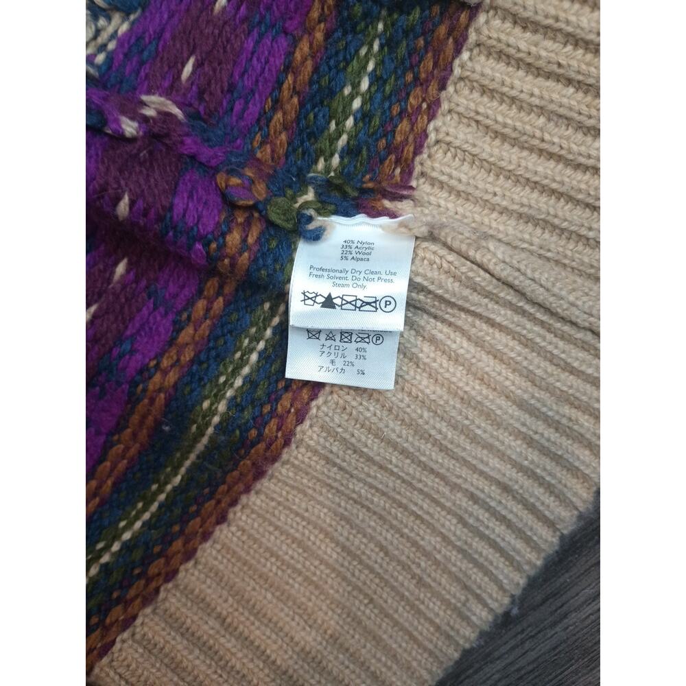 Eddie Bauer Hand Knit Shawl Cardigan Sweater M Aztec Southwest Wool Alpaca - Picture 8 of 13